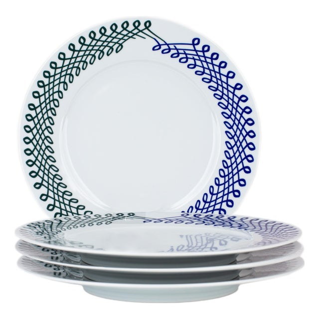 Ribbon Porcelain Salad Plates, Set of 4 For Sale