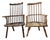 Antique Vernacular. Pair of 19thC Country Primitive Comb/Stick-Back Windsor Chairs With Original Green Paint For Sale