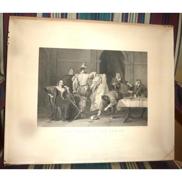 1847 Shakespeare the Taming of the Shrew Antique Steel Engraving | Charles Rolls | Charles R. Leslie | Victorian Print | Literary Wall Art For Sale In Boston - Image 6 of 16