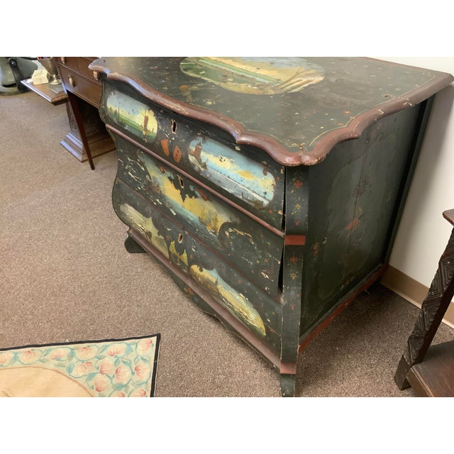 Circa 18th Century Dutch kettle base commode. Lovely pastoral scenes painted detail. Three drawers are hard to open,...