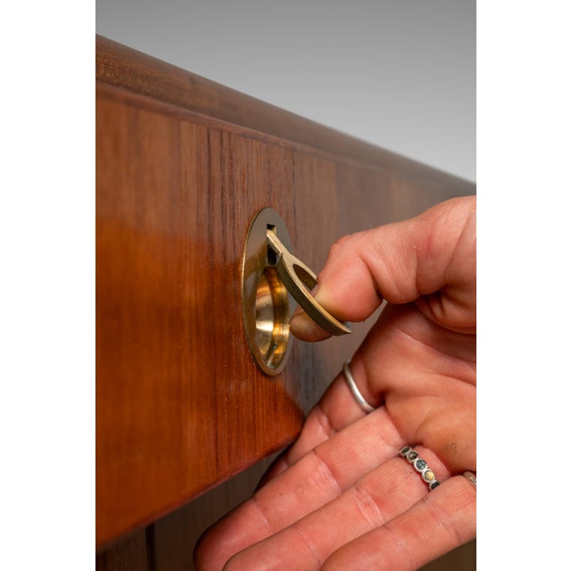 Elegant Mid-Century Danish Modern Cabinet / Sideboard / Credenza in Teak & Brass by D-Scan, C. 1980's For Sale - Image 16 of 18