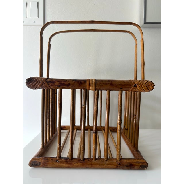 Wood Vintage Bamboo Wine Bottle Holder For Sale - Image 7 of 11