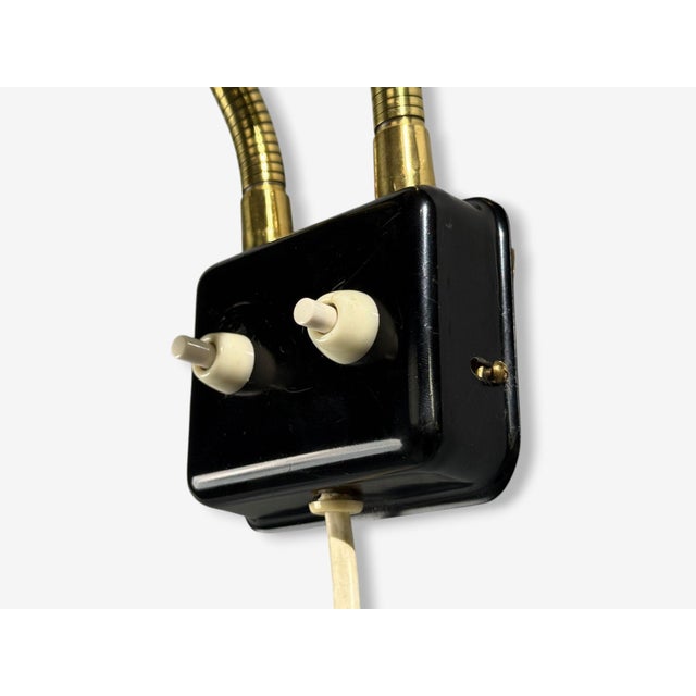 Upsala Armaturfabrik, Adjustable Wall Sconce, Black Metal, Brass, Sweden, 1960s For Sale - Image 12 of 13