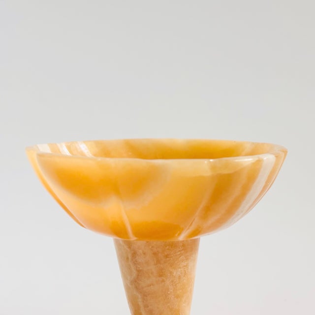 Small Vintage Alabaster Bowl on Pedestal Base For Sale - Image 4 of 7
