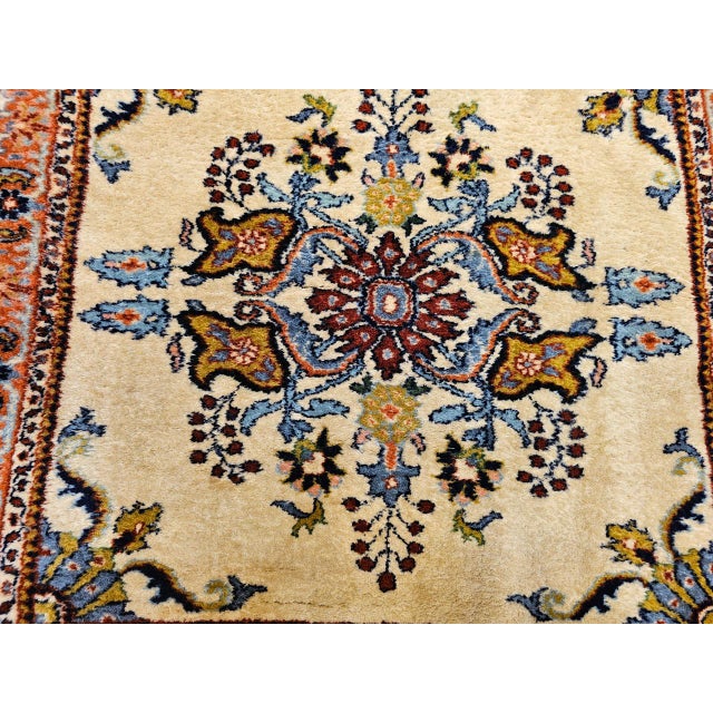 Vintage Persian Bakhtiari Rug, Hand-Knotted Wool, Floral Pattern, Ivory & Rust Red, 3x3 For Sale In Chicago - Image 6 of 12
