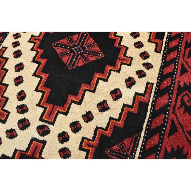 Textile Baloch Rug 3'2'' X 6'3'' Ivory Wool Vintage Tribal Hand-Knotted Oriental Carpet For Sale - Image 7 of 12