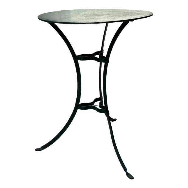 Forest Green Metal Gueridon Garden Table, 1950s For Sale
