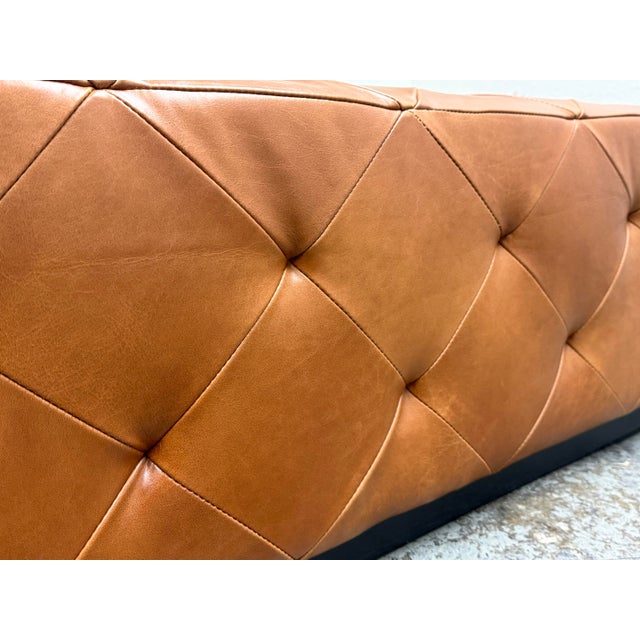 Brett Boldock for C B2 Saddle Leather Tufted Ottoman For Sale - Image 9 of 12