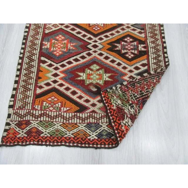 Mid-Century Modern Vintage Embroidered Turkish Kilim Rug - 2'11" x 3'10" For Sale - Image 3 of 4