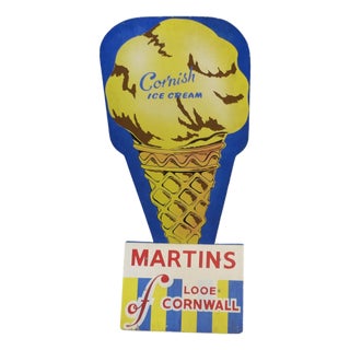 Vintage Ice Cream Advertising Sign, 1950 For Sale