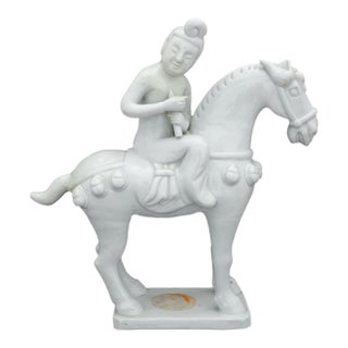 Blanc De Chine Figure on Horseback Sculpture For Sale