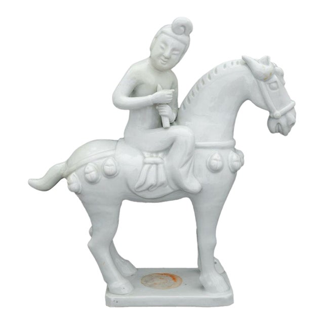 Blanc De Chine Figure on Horseback Sculpture For Sale