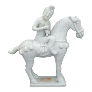 Blanc De Chine Figure on Horseback Sculpture