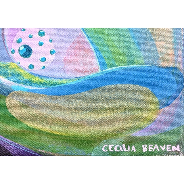 Cecilia Beaven Contemporary Abstract Green and Purple Toned Biomorphic Animal Painting, 2021 For Sale - Image 9 of 11