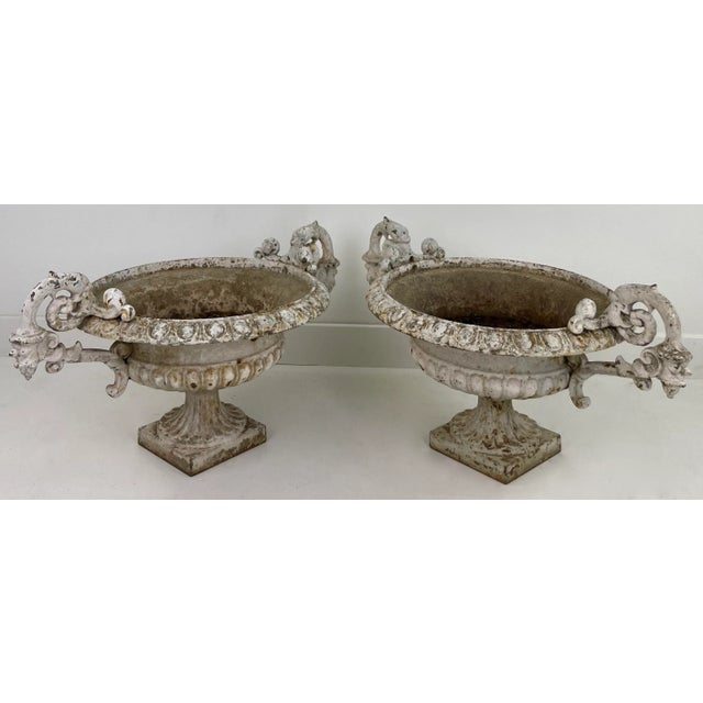 Late 19th Century Cast Iron Garden Urns- a Pair For Sale In Nashville - Image 6 of 9
