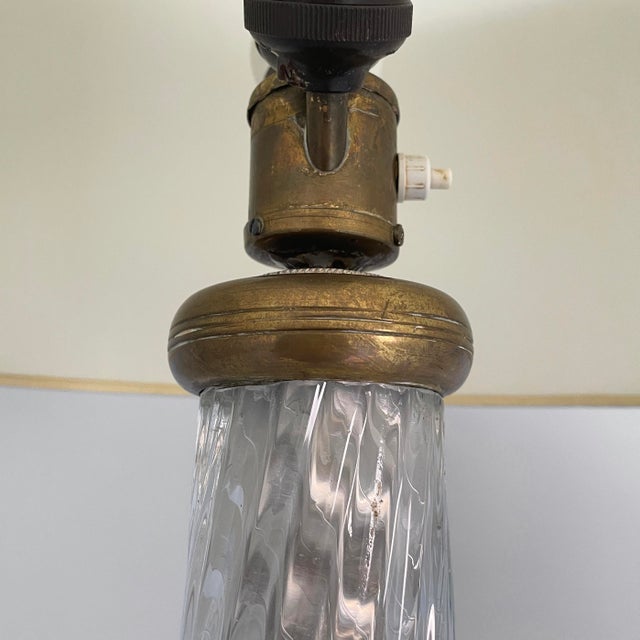 Italian Art Deco Glass and Brass Floor Lamp attributed to Carlo Scarpa for Venini, 1930s For Sale - Image 6 of 14