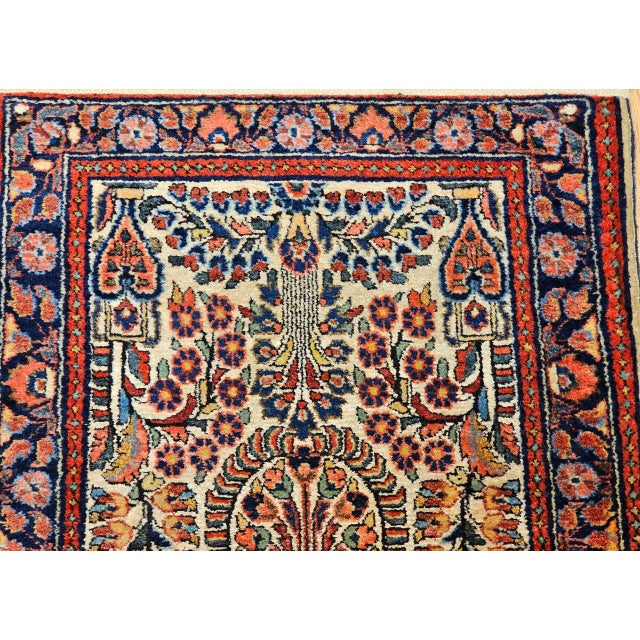 Cream Vintage Persian Sarouk Accent Rug, Hand-Knotted Wool, Allover Floral Pattern, 2x4, Ivory & Navy For Sale - Image 8 of 13