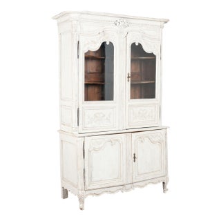 19th Century French Gray Painted Pine Vitrine Display Cabinet For Sale