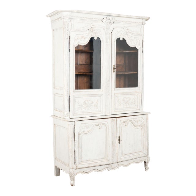 19th Century French Gray Painted Pine Vitrine Display Cabinet For Sale