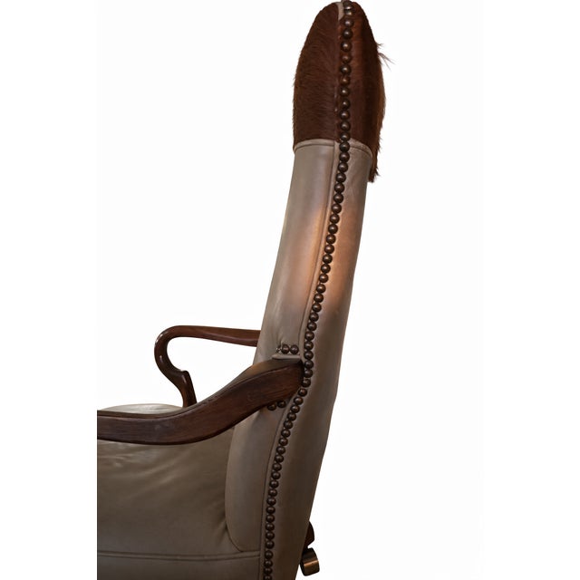 Adjustable Late 20th Century Old Hickory Tannery” Cowhide & Leather Executive Desk Chair For Sale - Image 10 of 11