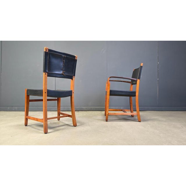 Vintage Spanish Leather and Wood Dining Chairs, 1970s, Set of 6 For Sale - Image 3 of 16