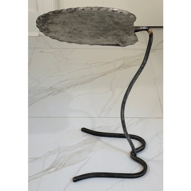 Metal Vintage Salterini Lily Pad Drink Table / Garden Table in Raw Metal For Sale - Image 7 of 12