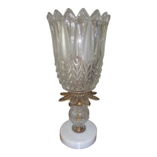 Vintage Bohemian Crystal, Brass and Marble Boudoir Lamp For Sale