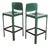 1980s Mid-Century Matteo Grassi Green Saddle Leather Sistina Counter Stools - A Pair For Sale