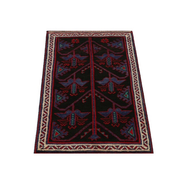 2010s Rug & Kilim’s Baluch Tribal Rug in Chocolate Brown With Blue Geometric Patterns For Sale - Image 5 of 7