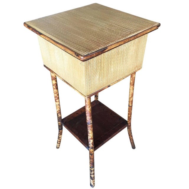 Brown Restored Tiger Bamboo Tortoise Pedestal W/ Storage Box For Sale - Image 8 of 8