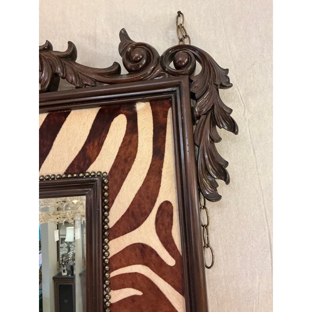 1970s Large Ralph Lauren Style Zebra Mirror by Maitland Smith For Sale - Image 5 of 7