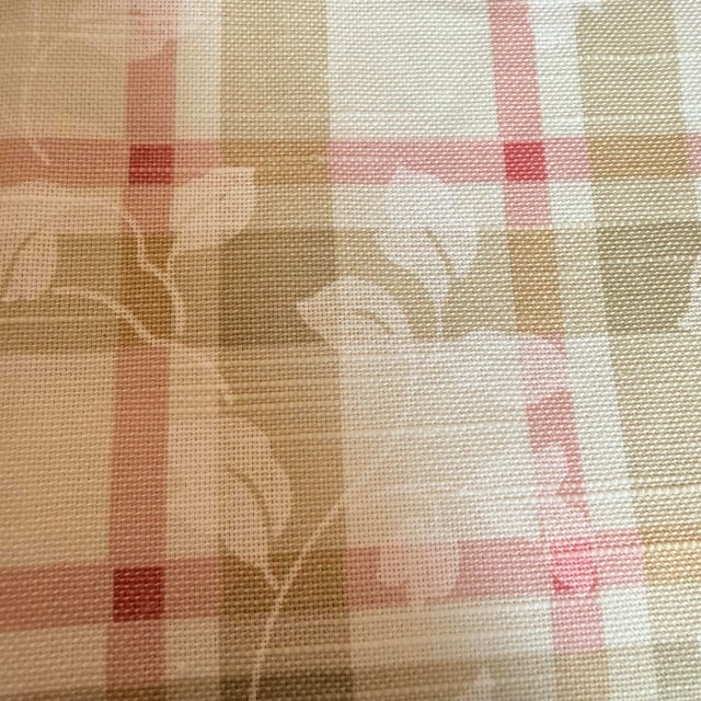 French Country Vintage P Kaufmann Foliage Scroll Windowpane Plaid Cotton Fabric, 2 Pieces 8 Yards For Sale - Image 3 of 11