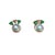 6 MM White Akoya AAA Pearl Stud Earrings 14 K Yellow Gold + Diamond + Emerald The pearls are perfectly round with...