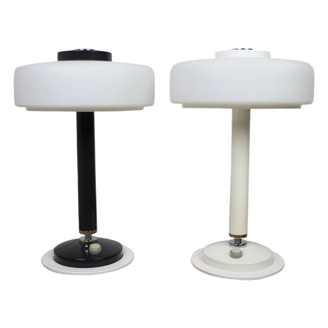 Black and White Table Lamps from Napako, 1960s, Set of 2 For Sale