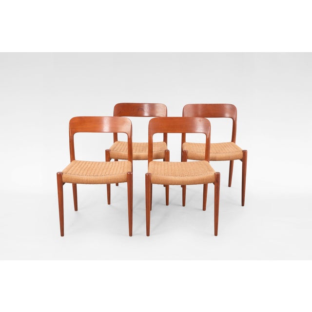 Beige Model 75 Dining Chairs by Niels Otto Møller for J.L. Møller Mobelfabrik, Denmark, 1960s, Set of 4 For Sale - Image 8 of 8