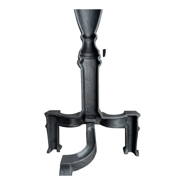 Pair of 1920s Neoclassical Cast Iron Fireplace Andirons With Urn Finials For Sale - Image 11 of 17
