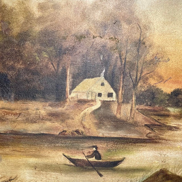 American Early 20th Century F. W. Devoe & Co. Early American Landscape Oil Painting, Signed & Framed For Sale - Image 3 of 6