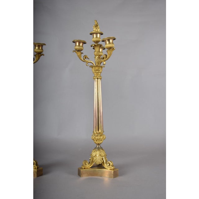 French Ormolu Gilded Bronze Candleholders, Set of 2 For Sale - Image 4 of 15