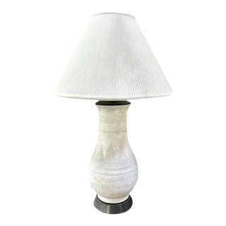 Mid Century Incised Glazed Lamp For Sale