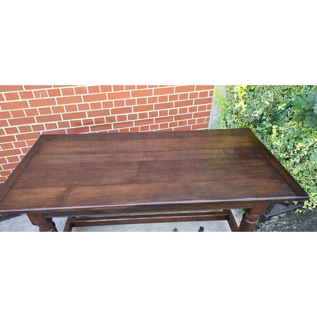 Vintage Farmhouse Kiitchen Refrectory Dining Table in Oak, 1920 For Sale - Image 3 of 18