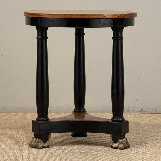 French Art Deco Period Empire Style Round End Table With Birdseye Maple Top For Sale - Image 16 of 18