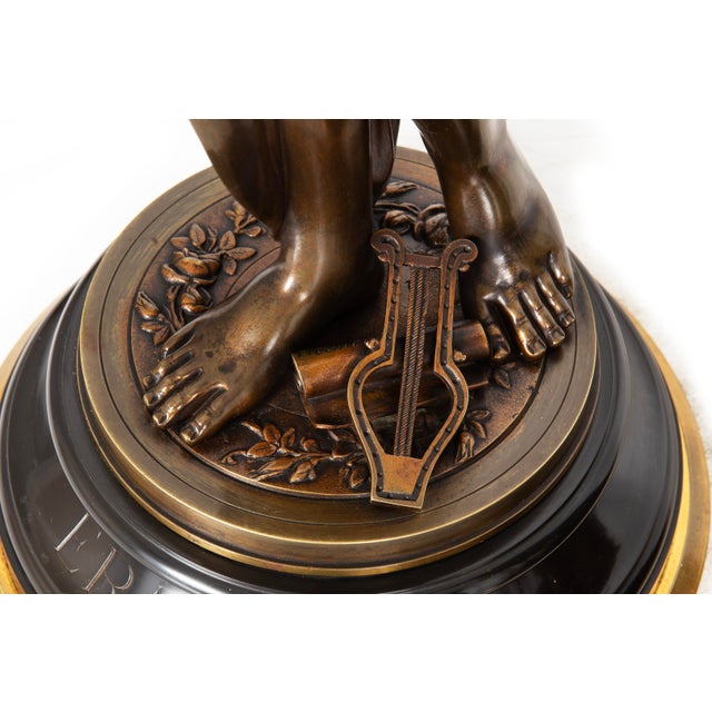 Pair of French Antique Bronze Sculpture “Uranie” and “Erato” by Emile Picault For Sale - Image 11 of 18