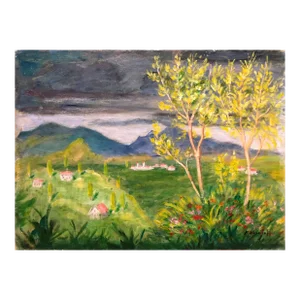 Boris Vassiloff, Russian American Oil Painting Bucolic Pastoral Landscape with Lake
