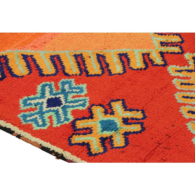 Vintage Moroccan Runner Rug, Red With Orange and Blue Medallions - Rug & Kilim For Sale In New York - Image 6 of 8