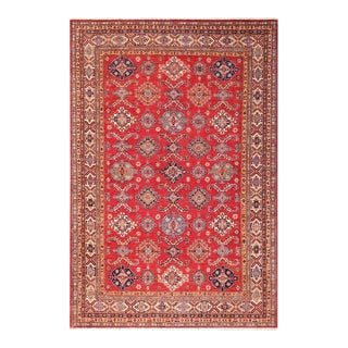 Southwestern Super Kazak Red/Beige Wool Rug - 8'3'' X 9'8'' For Sale