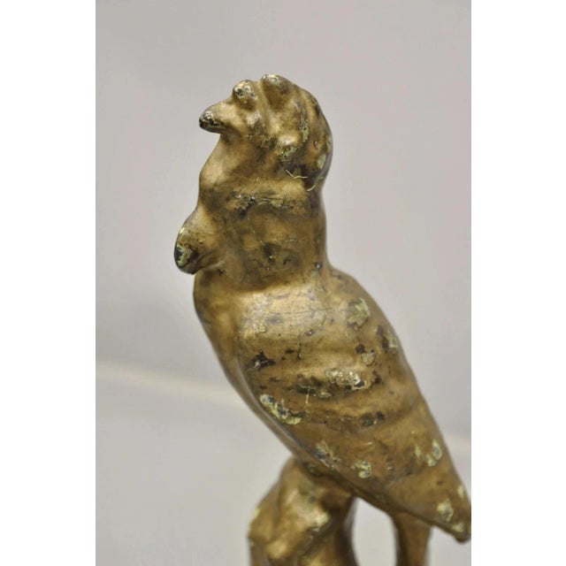 Antique Art Deco Cast Iron Gold Painted 7" Cockatoo Parrot Figurine Doorstop For Sale In Philadelphia - Image 6 of 9