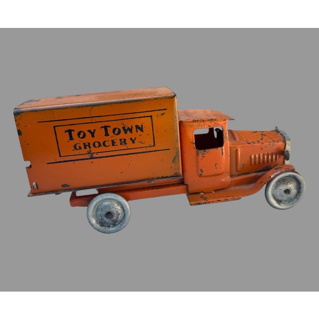 Antique Metalcraft Toy Town Grocery Advertising Truck Pressed Steel 11.5” For Sale - Image 10 of 10