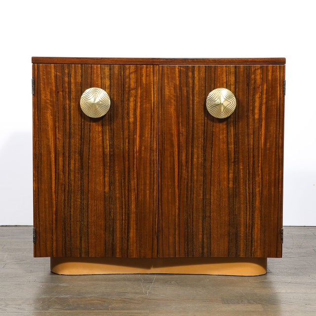 Gilbert Rohde Art Deco Brass Pulls & Leather Wrapped Base Paldao Wood Cabinet by Gilbert Rohde For Sale - Image 4 of 16