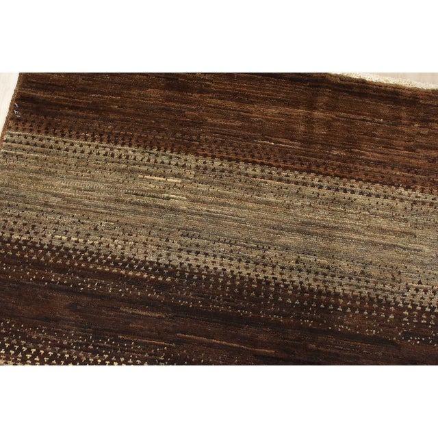 Gabbeh Rug 5′ X 6’4” Brown Gray Wool Contemporary Hand-Knotted Carpet For Sale In Philadelphia - Image 6 of 12