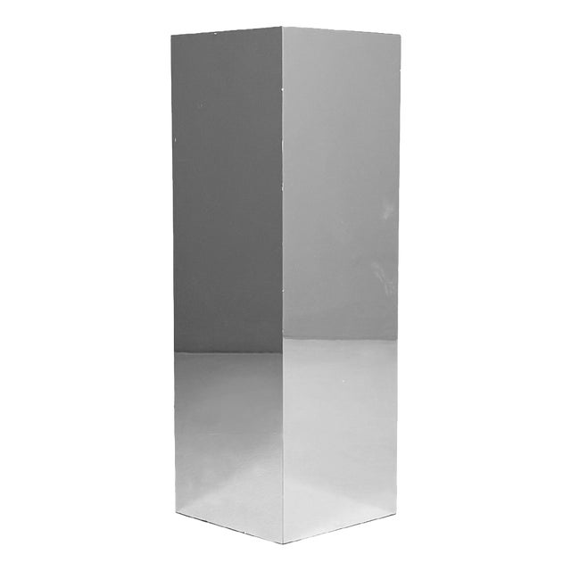 Italian Modern Square Based Mirrored Pedestal, 1980s For Sale